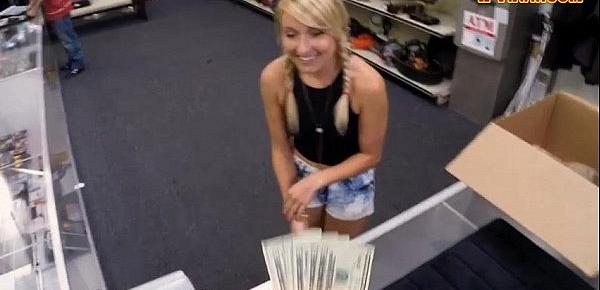  Blond babe pawns her pussy for vets bill